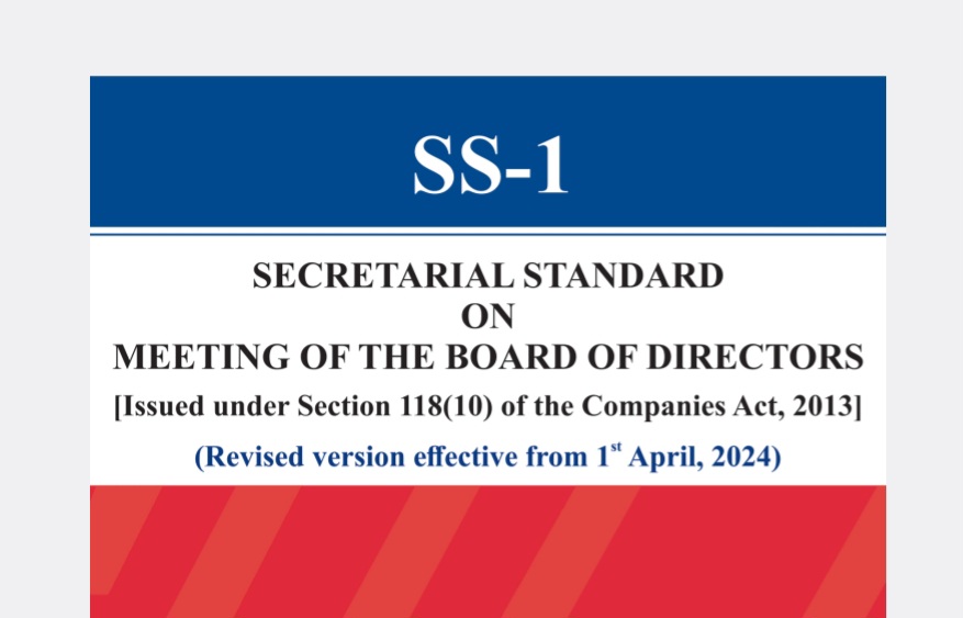 Revised Secretarial Standards on Meetings of the Board of Directors
